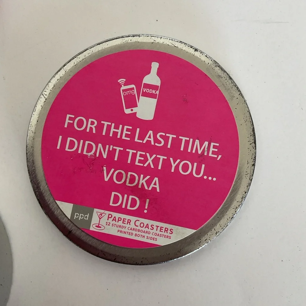 Pink Paper Coasters - Fun Vodka Design NWT